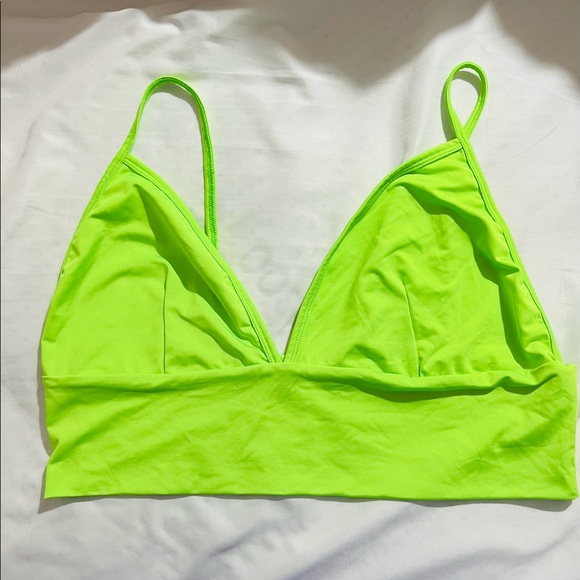 Tops - Nwot Lime green crop top bralette with zipper back